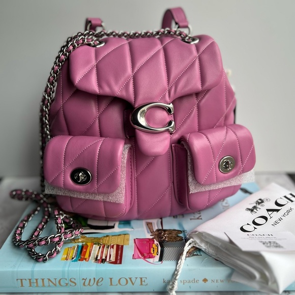Coach Handbags - Coach Tabby Backpack with Pillow Quilting in Silver/Fuschia Nappa Leather NWT